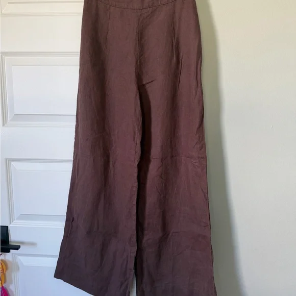 Petal and Pup Women's Brown Wide-Leg Linen Pants Small 4 - Picture 1 of 4